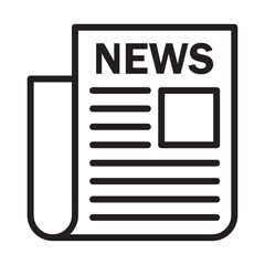 Newspaper icon outline collection in black and on white background