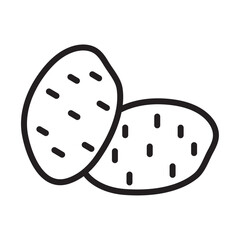 Potato icon outline collection in black and on white background
