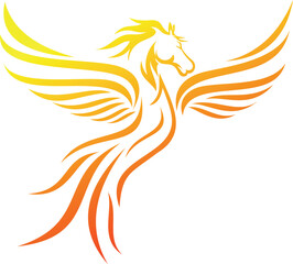 phoenix horse with fiery red color