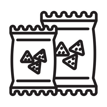 recommend clip art: Potato chips Snacks bag icon outline collection in black and on white background