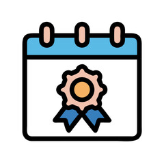 Calendar with Award Gear Badge Icon Design
