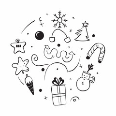 doddle style vector illustration of a christmas tree