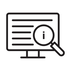 Researching information online icon outline collection in black and on white background