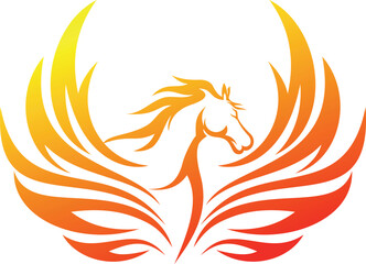 phoenix horse with fiery red color