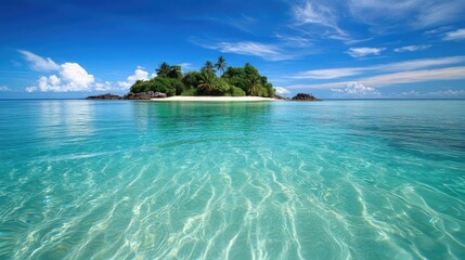Fototapeta premium Picturesque Small Island Retreat in the Middle of Transparent Seas