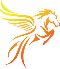 phoenix horse with fiery red color