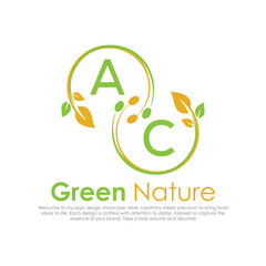 initial monogram logo for Green nature With circle shape creative design.

