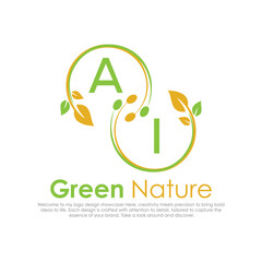 initial monogram logo for Green nature With circle shape creative design.

