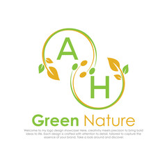 initial monogram logo for Green nature With circle shape creative design.

