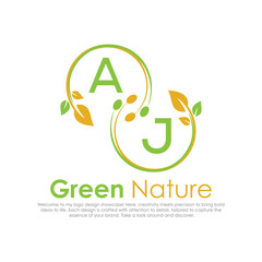 initial monogram logo for Green nature With circle shape creative design.

