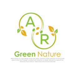 initial monogram logo for Green nature With circle shape creative design.

