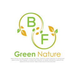 initial monogram logo for Green nature With circle shape creative design.

