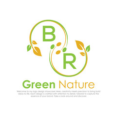 initial monogram logo for Green nature With circle shape creative design.

