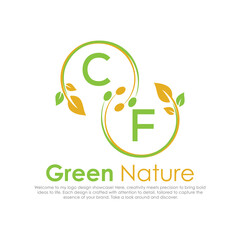 initial monogram logo for Green nature With circle shape creative design.

