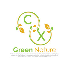 Fototapeta premium initial monogram logo for Green nature With circle shape creative design.