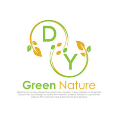 initial monogram logo for Green nature With circle shape creative design.

