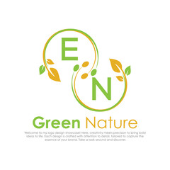 Fototapeta premium initial monogram logo for Green nature With circle shape creative design.