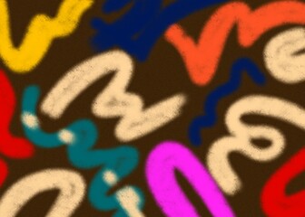 Vibrant Abstract Scribbles on Dark Background
