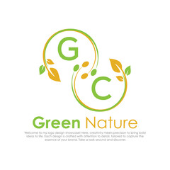 Obraz premium initial monogram logo for Green nature With circle shape creative design.