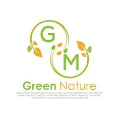 initial monogram logo for Green nature With circle shape creative design.

