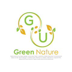 initial monogram logo for Green nature With circle shape creative design.

