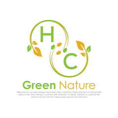 initial monogram logo for Green nature With circle shape creative design.


