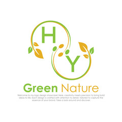 initial monogram logo for Green nature With circle shape creative design.

