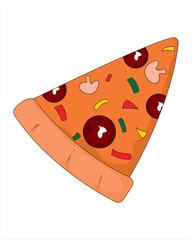 Pizza Slice Fast Food Cartoon Vector