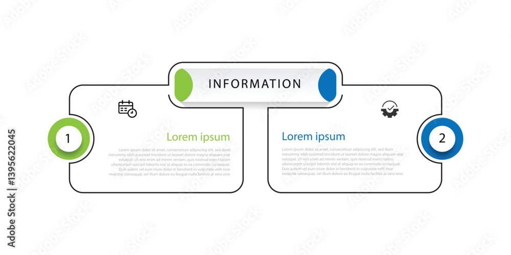 Poster 2 step infographic template with 2 square line connected suitable for business information and presentation