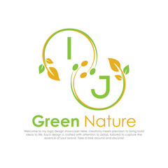 initial monogram logo for Green nature With circle shape creative design.

