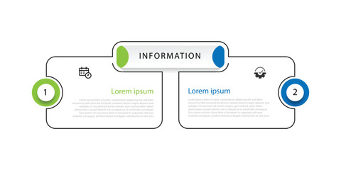 2 step infographic template with 2 square line connected suitable for business information and presentation