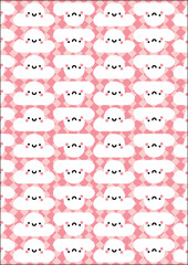 Obraz premium Minimalist Abstract Cute Smiling Cloud Wrapping Paper Fabric Pattern