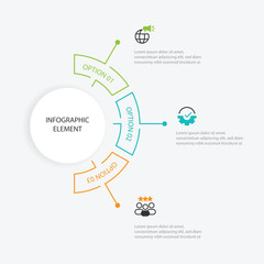 Naklejka premium 3 step infographic template with line style circle concept