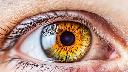 Fototapeta premium Close-Up of a Human Eye Featuring Vibrant Orange and Yellow Iris