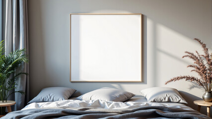 Stylish Bedroom Interior with Blank Canvas