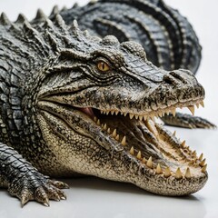 Fototapeta premium Crocodile with dragon-like scales on a white background.