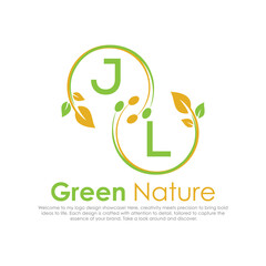 initial monogram logo for Green nature With circle shape creative design.

