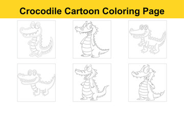 Cute Crocodile Cartoon Coloring Page For Kids