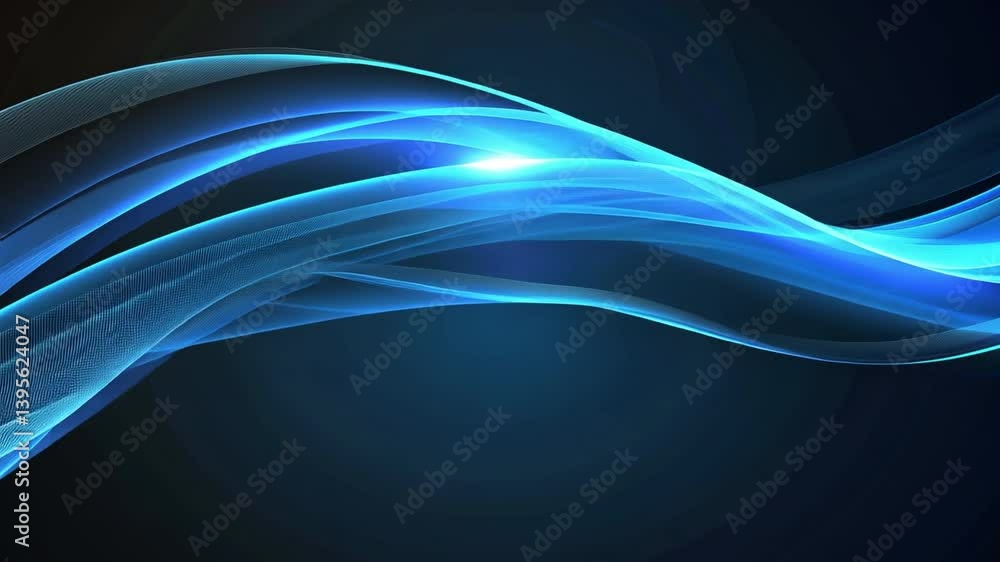 Poster dynamic and smooth abstract background with flowing blue waves, creating energy and motion for techn