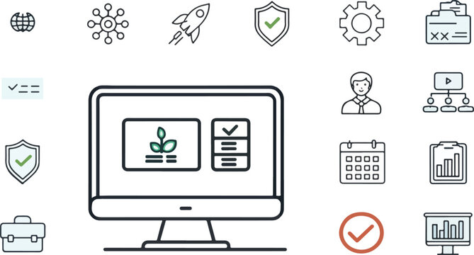 Set of Computer Illustration vector design, Computer icon design, Computer vector design
