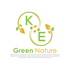 initial monogram logo for Green nature With circle shape creative design.

