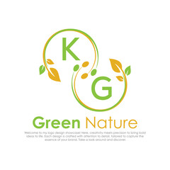 initial monogram logo for Green nature With circle shape creative design.

