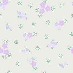 Cute floral seamless pattern with flowers and branches. Wildflower vector illustration in spring or summer. Elegant template for fabric, wallpaper, stationery, wrapping, card, and phone cases.