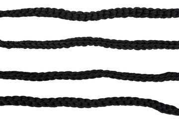 Four crochet chains horizontal black lines isolated on white background