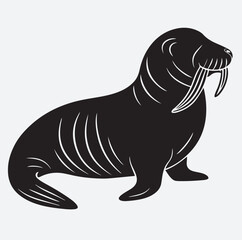 flat walrus silhouette vector art illustration