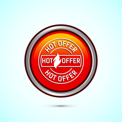 Hot offer icon design illustration. Hot sale, Hot offer label sign symbol, Orange color round button design