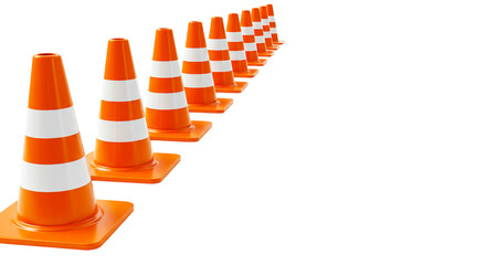 Orange traffic cones safety construction road work warning sign caution alert hazard barrier street cone row line