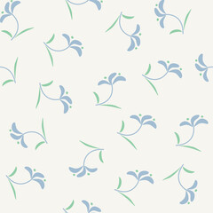 Cute floral seamless pattern with flowers and branches. Wildflower vector illustration in spring or summer. Elegant template for fabric, wallpaper, stationery, wrapping, card, and phone cases.