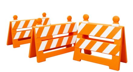 Orange construction barricade safety road work warning sign traffic block striped barrier caution street hazard 100
