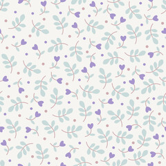 Cute floral seamless pattern with flowers and branches. Wildflower vector illustration in spring or summer. Elegant template for fabric, wallpaper, stationery, wrapping, card, and phone cases.